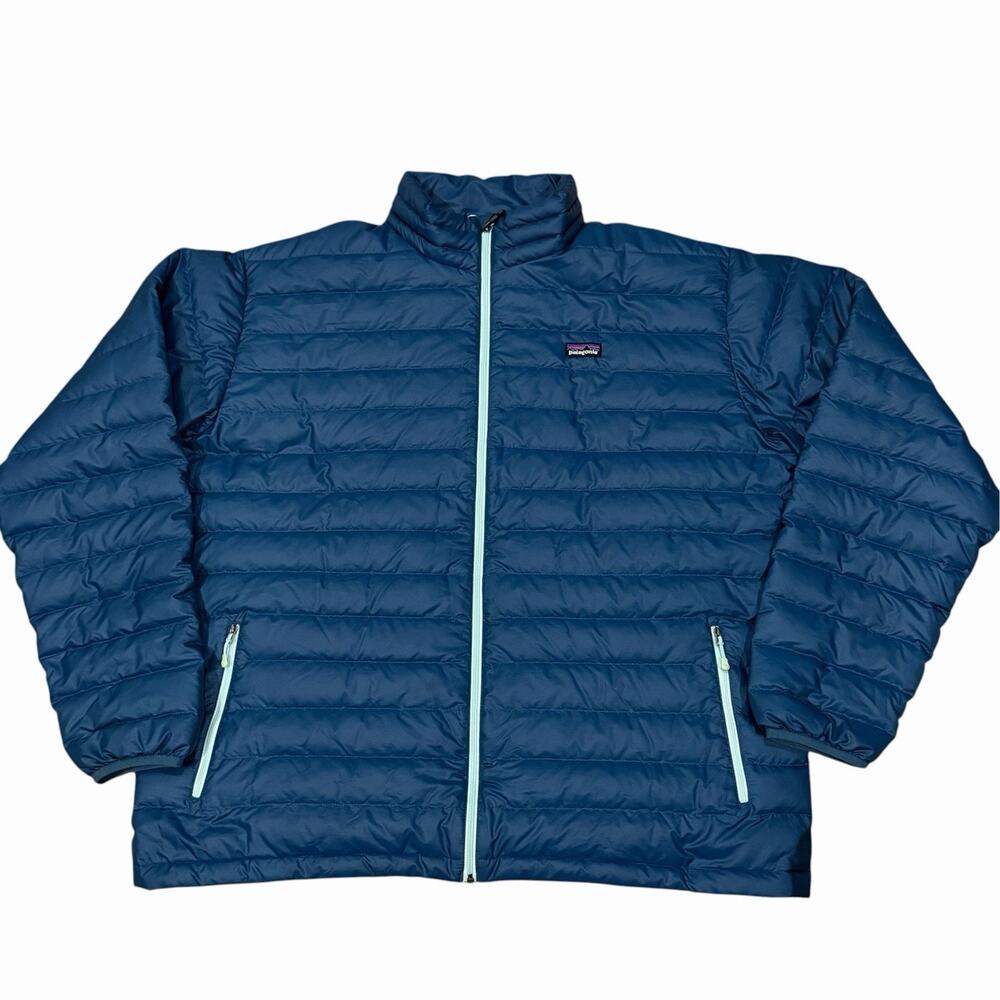 Patagonia Men’s Down Sweater Jacket Clement Blue Lt Blue Zipper Size XXL NWOT